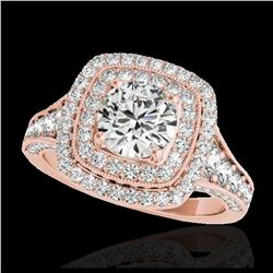 2 ctw H-SI/I Diamond Solitaire Halo Ring 10K Rose Gold - REF-231N8A - SKU:33653