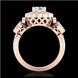 1.50 ctw VS/SI Diamond Solitaire Art Deco 3 Stone Ring 18K Rose Gold - REF-300M2F - SKU:37059