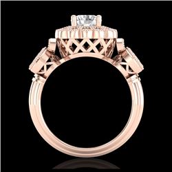 1.50 ctw VS/SI Diamond Solitaire Art Deco 3 Stone Ring 18K Rose Gold - REF-300M2F - SKU:37059