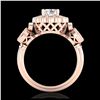 Image 1 : 1.50 ctw VS/SI Diamond Solitaire Art Deco 3 Stone Ring 18K Rose Gold - REF-300M2F - SKU:37059