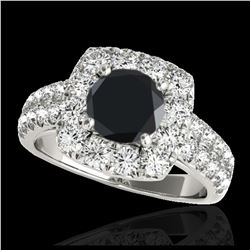 2.25 ctw VS Black Diamond Solitaire Halo Ring 10K White Gold - REF-91Y3X - SKU:33637