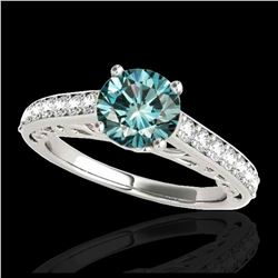 1.65 ctw SI Fancy Blue Diamond Solitaire Ring 10K White Gold - REF-152M7F - SKU:35028