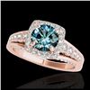 Image 1 : 2 ctw SI Blue Diamond Solitaire Halo Ring 10K Rose Gold - REF-185K5W - SKU:34325