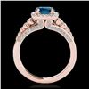 Image 2 : 2 ctw SI Blue Diamond Solitaire Halo Ring 10K Rose Gold - REF-185K5W - SKU:34325