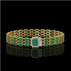 28.74 ctw Emerald & Diamond Bracelet 14K Yellow Gold - REF-290R2K - SKU:45937