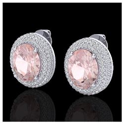 9 ctw Morganite & VS/SI Diamond Earrings 18K White Gold - REF-284K4W - SKU:20229