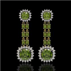 18.38 ctw Tourmaline & Diamond Earrings 14K Yellow Gold - REF-416W9H - SKU:44932