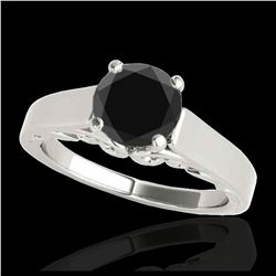 1 ctw VS Black Diamond Solitaire Ring 10K White Gold - REF-33W5H - SKU:35140