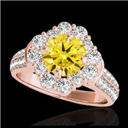 2.16 ctw SI/I Fancy Intense Yellow Diamond Ring 10K Rose Gold - REF-166F4N - SKU:33957