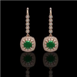 5.1 ctw Emerald & Diamond Earrings 14K Rose Gold - REF-144F4N - SKU:44049