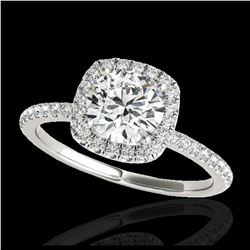 1.25 ctw H-SI/I Diamond Solitaire Halo Ring 10K White Gold - REF-163V6Y - SKU:33325