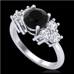 1.51 ctw Fancy Black Diamond Art Deco Ring 18K White Gold - REF-127K3W - SKU:37891