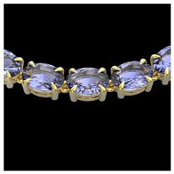 56 ctw Tanzanite Eternity Necklace 14K Yellow Gold - REF-581A8V - SKU:23411