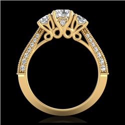 1.81 ctw VS/SI Diamond Art Deco 3 Stone Ring 18K Yellow Gold - REF-225A2V - SKU:37147