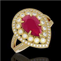 5.12 ctw Ruby & Diamond Ring 14K Yellow Gold - REF-153V3Y - SKU:43123