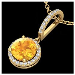 2 ctw Citrine & VS/SI Diamond Necklace 18K Yellow Gold - REF-54H7M - SKU:23194