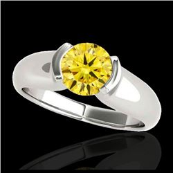 1 ctw SI/I Fancy Intense Yellow Diamond Ring 10K White Gold - REF-155R5K - SKU:35180