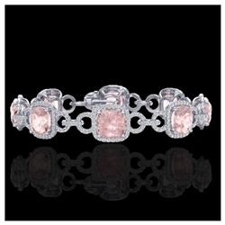 22 ctw Morganite & VS/SI Diamond Bracelet 14K White Gold - REF-575V5Y - SKU:23026