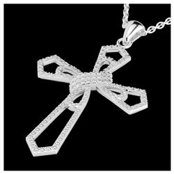 1 ctw VS/SI Diamond Cross Necklace 18K White Gold - REF-107V3Y - SKU:22577