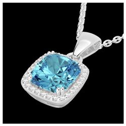 3.50 ctw Sky Blue Topaz & VS/SI Diamond Necklace 18K White Gold - REF-51X6R - SKU:22832