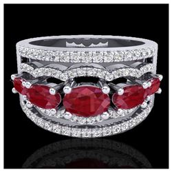 2.25 ctw Ruby & VS/SI Diamond Ring 10K White Gold - REF-71N3A - SKU:20802