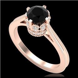 1.14 ctw Fancy Black Diamond Art Deco Ring 18K Rose Gold - REF-94N5A - SKU:37339