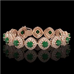 37.35 ctw Emerald & Diamond Bracelet 14K Rose Gold - REF-956K7W - SKU:44145