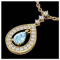 1.15 ctw Aquamarine & VS/SI Diamond Necklace 14K Yellow Gold - REF-61K3W - SKU:23162