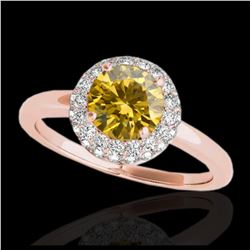 1.43 ctw SI/I Fancy Intense Yellow Diamond Ring 10K Rose Gold - REF-197V7Y - SKU:33669