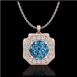 1.54 ctw Fancy Intense Blue Diamond Art Deco Necklace 18K Rose Gold - REF-216Y4X - SKU:38294