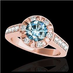 2 ctw SI Fancy Blue Diamond Solitaire Halo Ring 10K Rose Gold - REF-177W3H - SKU:34492