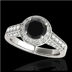 1.80 ctw VS Black Diamond Solitaire Halo Ring 10K White Gold - REF-72Y8X - SKU:34045