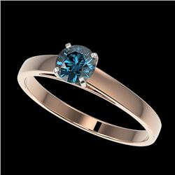 0.56 ctw Intense Blue Diamond Ring 10K Rose Gold - REF-50M3F - SKU:36470