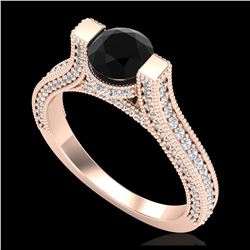 2 ctw Fancy Black Diamond Ring 18K Rose Gold - REF-160H2M - SKU:37619