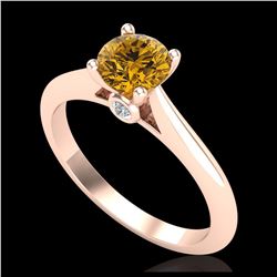 0.83 ctw Intense Fancy Yellow Diamond Art Deco Ring 18K Rose Gold - REF-143Y6X - SKU:38198