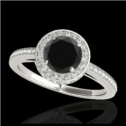 1.55 ctw VS Black Diamond Solitaire Halo Ring 10K White Gold - REF-65W2H - SKU:34277