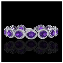 24 ctw Amethyst & VS/SI Diamond Bracelet 10K White Gold - REF-360K2W - SKU:22677