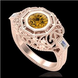 1.13 ctw Intense Fancy Yellow Diamond Art Deco Ring 18K Rose Gold - REF-309H3M - SKU:37827