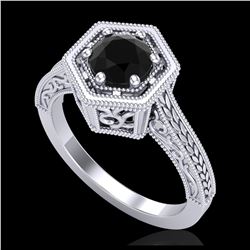 0.77 ctw Fancy Black Diamond Art Deco Ring 18K White Gold - REF-68A2V - SKU:37499