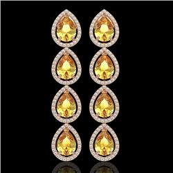 9.2 ctw Fancy Citrine & Diamond Halo Earrings 10K Rose Gold - REF-172H7M - SKU:41325