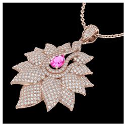 3 ctw Pink Sapphire & VS/SI Diamond Necklace 14K Rose Gold - REF-290F9N - SKU:22568