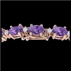 25.8 ctw Amethyst & VS/SI Diamond Eternity Bracelet 10K Rose Gold - REF-122N9A - SKU:29442