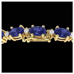 15 ctw Tanzanite & VS/SI Diamond Eternity Bracelet 10K Yellow Gold - REF-119N3A - SKU:21463