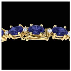 15 ctw Tanzanite & VS/SI Diamond Eternity Bracelet 10K Yellow Gold - REF-119N3A - SKU:21463