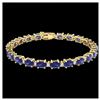Image 2 : 15 ctw Tanzanite & VS/SI Diamond Eternity Bracelet 10K Yellow Gold - REF-119N3A - SKU:21463