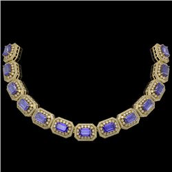 50.67 ctw Tanzanite & Diamond Bracelet 14K Yellow Gold - REF-1746X2R - SKU:43495