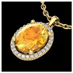 2.50 ctw Citrine & VS/SI Diamond Necklace 18K Yellow Gold - REF-44V4Y - SKU:21077