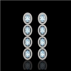 6.28 ctw Sky Topaz & Diamond Halo Earrings 10K White Gold - REF-125V5Y - SKU:40532