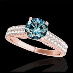 1.91 ctw SI Blue Diamond Solitaire Ring 10K Rose Gold - REF-185H5M - SKU:34708