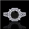 Image 2 : 1 ctw Fancy Black Diamond Art Deco Ring 18K White Gold - REF-100M2F - SKU:37443
